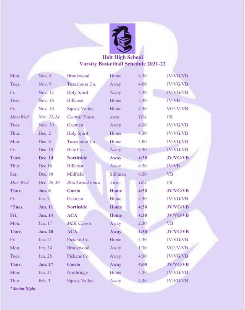 Basketball Schedule 2021-2022